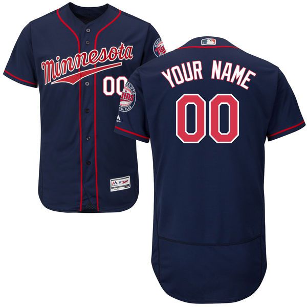 Men Minnesota Twins Majestic Alternate Navy  Blue Flex Base Authentic Collection Custom MLB Jersey